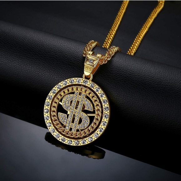 NYUK Costume Gold Chain for Men Spinner Dollar Sign Necklaces 36 Inches - Picture 2 of 6